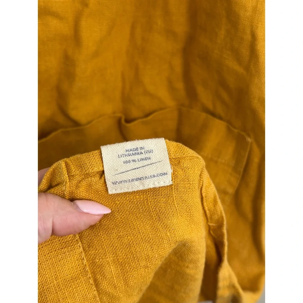Linen Tales Apron Unisex OS Mustard Yellow EUC 100% Linen Lithuania Pockets